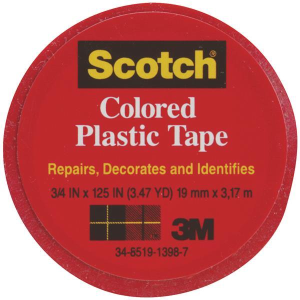  Scotch Plastic Tape 3/4 Inchx125 Inch Red  1 Roll 190RD