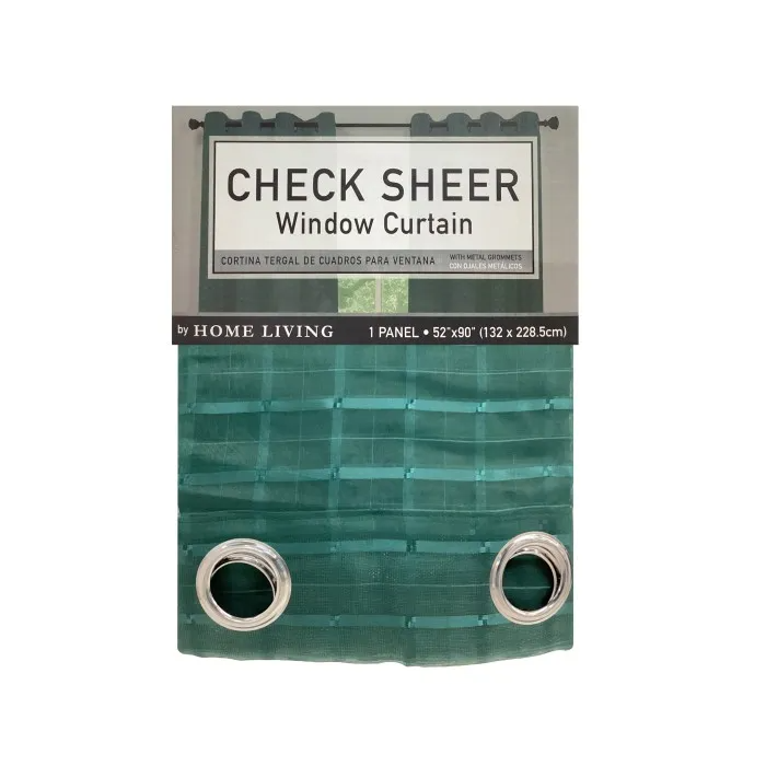 PLAID VOILE GROMMET CURTAIN