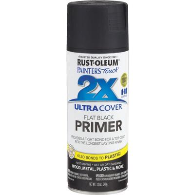 Rust-Oleum Painter's Touch Flat Primer Spray Paint 12oz Black 1 Each 224421