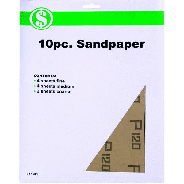  Smart Savers  Assorted Grade Sandpaper  10 Pack  CC101101