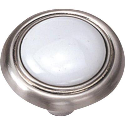 Laurey  Cabinet Knob 1-1/4 Inch  Chrome And White 1 Each 15438