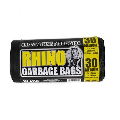 Rotoplastics Rhino Garbage Bags 15 Gallon Black 30 Pack RTL00401