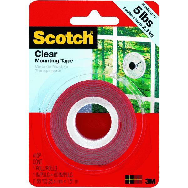  Scotch Clear Mounting Tape 1x60 Inch Clear 1 Roll 410S