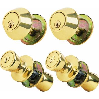 Steel Pro Deadbolt And Door Knob Combo Polished Brass 1 Each 5762/D101PB