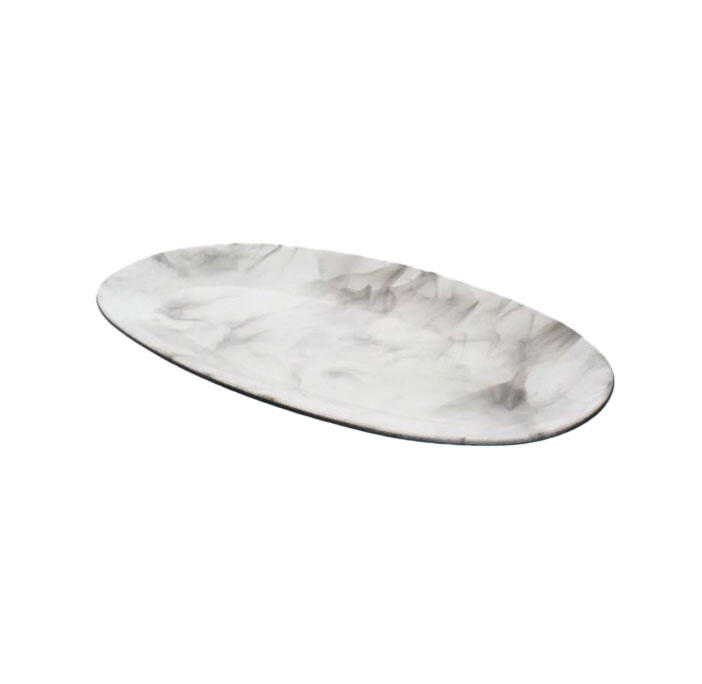  Oval Plate  White Marble  1 Each 706-00789