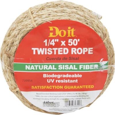  Do It Best  Twisted Sisal Rope 1/4 Inchx50 Foot  1 Each 739954