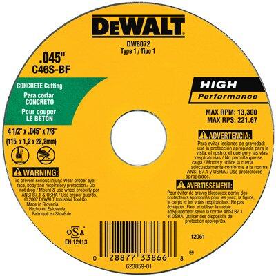  DeWalt Masonry Cutting Wheel 4x0.45x7/8 Inch  1 Each DW8072