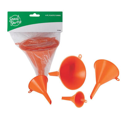 Do It Best Smart Savers Funnel Set Plastic All Purpose Orange 4Pc GA037