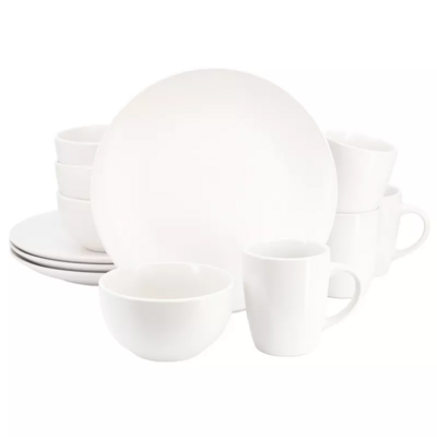 STONEWARE DINNER SET 12PC WHT