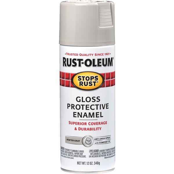 Rust-Oleum Gloss Enml Anti-Rust Spray Paint 12oz Pewter Gray 1 Each ...