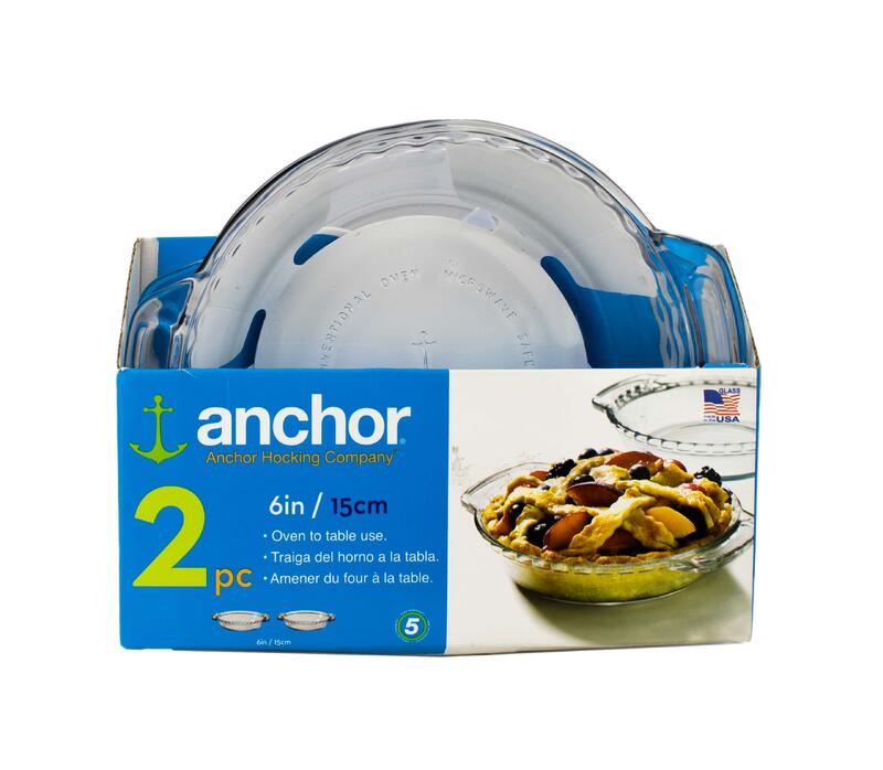 Anchor Oven Basics Glass Mini Pie Plates 2 Piece 6 Inch 1 Set 92207