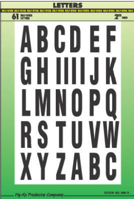  Hy-Ko Self-Adhesive Letters  2 Inch  Black On White 1 Set mm-7L: $16.61