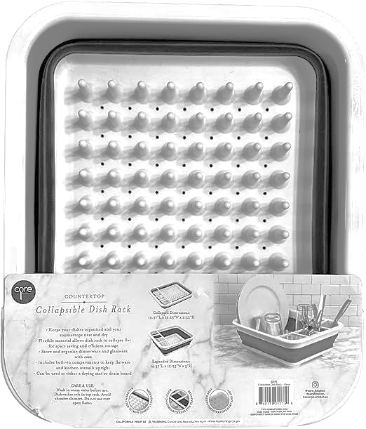 DISH RACK COLLAPSIBLE PEWTER | M&C Home Depot