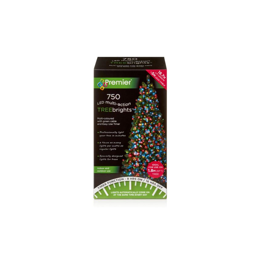 Premier Christmas Treebrights Led 750 With Timer Multi Colored 1 Each ...