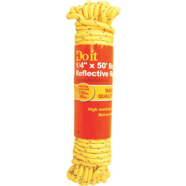 Do It Best Reflective Packaged Rope 1/4 Inchx50 Foot Yellow 1 Each ...